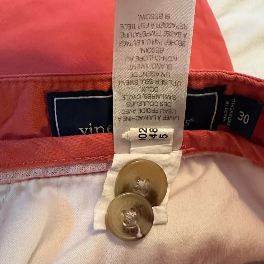 Vineyard Vines Bright Coral Men’s Shorts 30 Cotton 8” inseam preppy summer beach